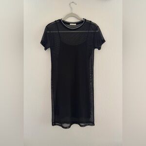 Heart & Hips Black Sheer Mesh Dress w/ Attached Slip Size Small